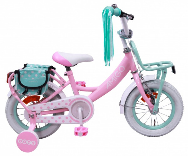AMIGO Dots Mädchen - Fahrrad, 12 Zoll, Rosa