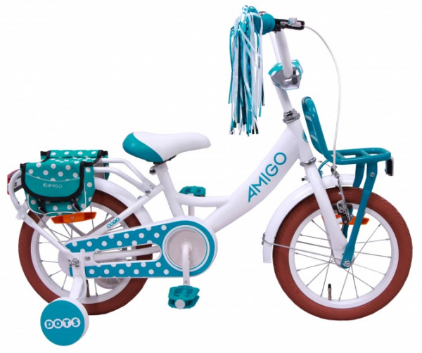 AMIGO Dots Mädchen - Fahrrad, 12 Zoll, Weiß