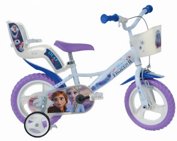 Dino Frozen II Mädchen - Fahrrad, 12 Zoll, Weiß, Violett