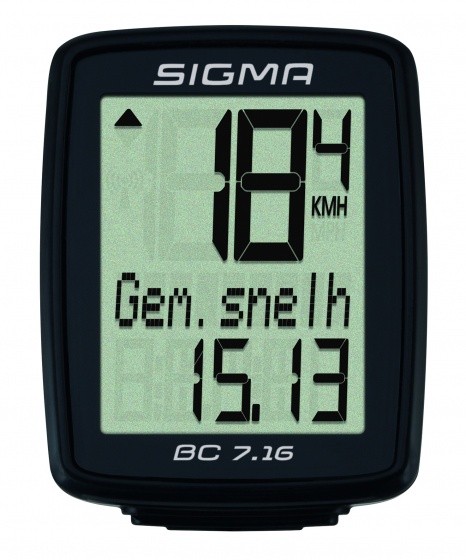 Sigma BC 7.16 Fahrradcomputer, 7 Funktionen, schwarz